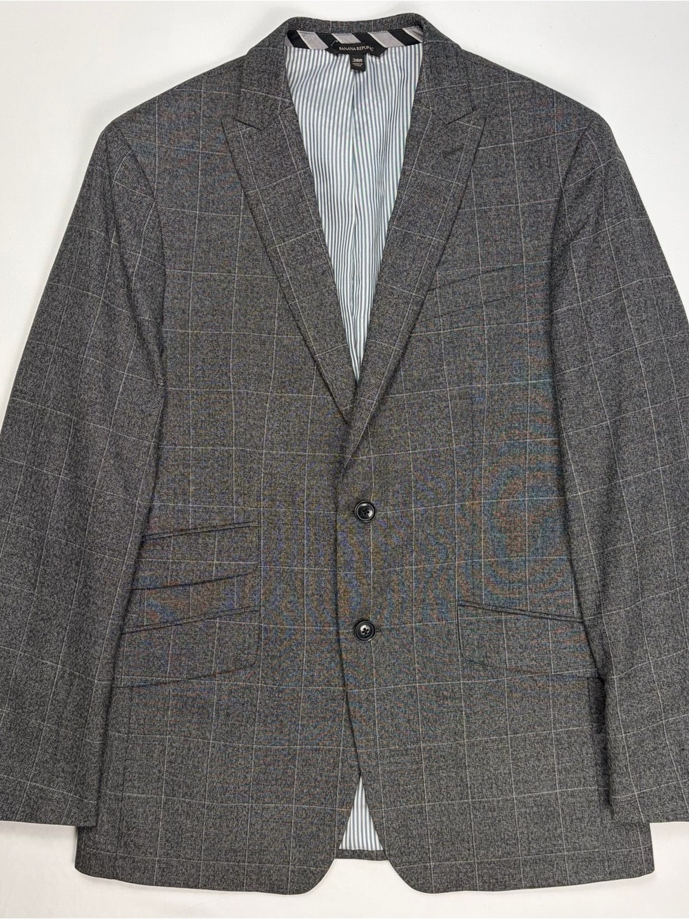 Banana Republic 38R Wool Windowpane Blazer Gray Standard Fit